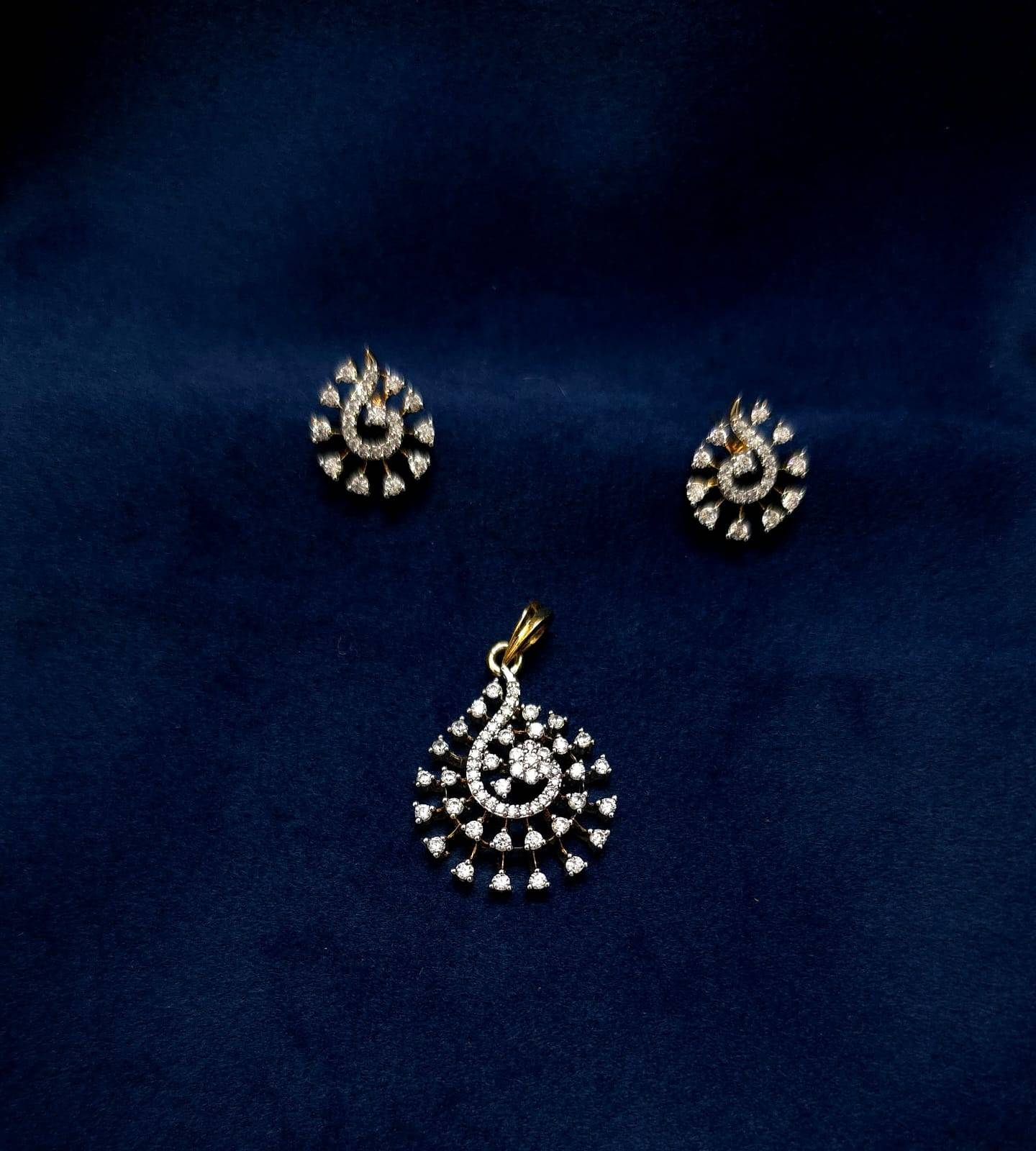 Diamond Lookalike Pendant Set- Large-Design 6